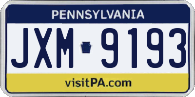 PA license plate JXM9193