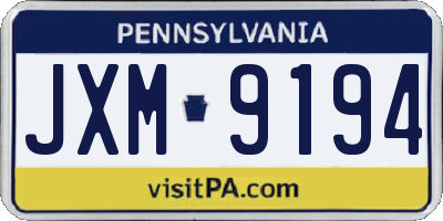 PA license plate JXM9194