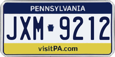 PA license plate JXM9212