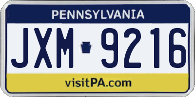 PA license plate JXM9216