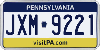 PA license plate JXM9221