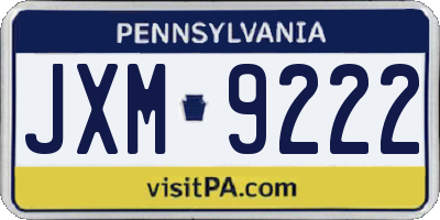 PA license plate JXM9222