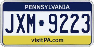 PA license plate JXM9223