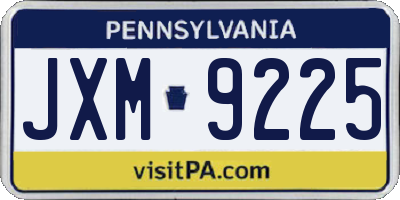 PA license plate JXM9225