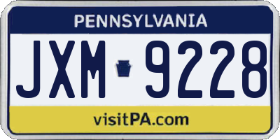 PA license plate JXM9228