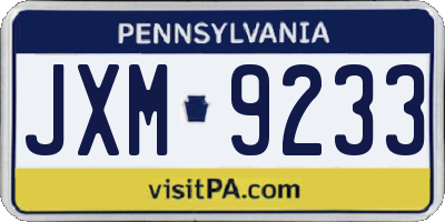 PA license plate JXM9233