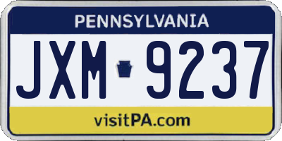PA license plate JXM9237