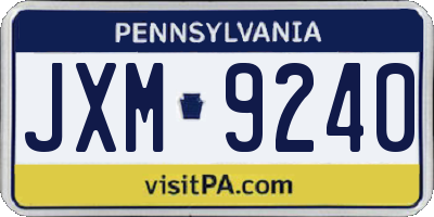 PA license plate JXM9240