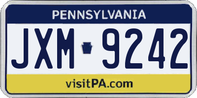 PA license plate JXM9242
