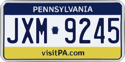 PA license plate JXM9245