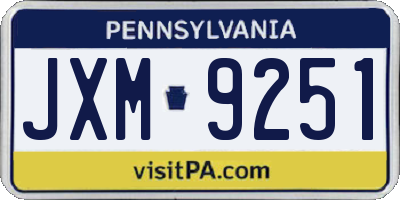 PA license plate JXM9251