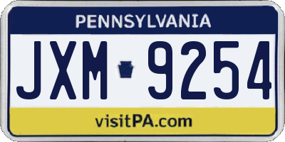 PA license plate JXM9254