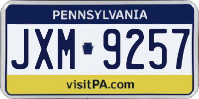 PA license plate JXM9257