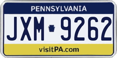 PA license plate JXM9262