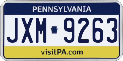 PA license plate JXM9263