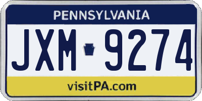 PA license plate JXM9274