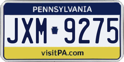 PA license plate JXM9275