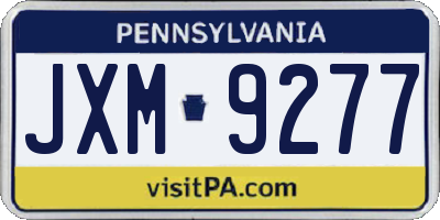 PA license plate JXM9277