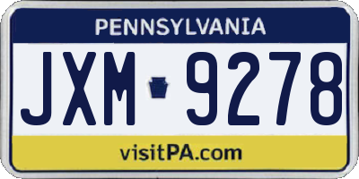 PA license plate JXM9278