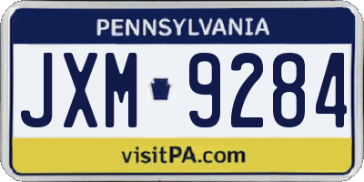 PA license plate JXM9284