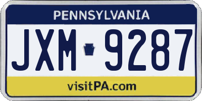 PA license plate JXM9287