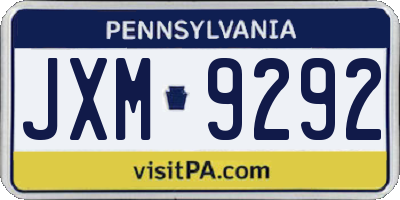 PA license plate JXM9292