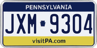 PA license plate JXM9304