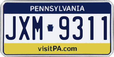 PA license plate JXM9311