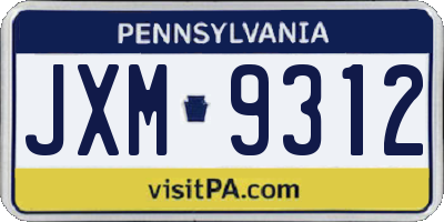 PA license plate JXM9312