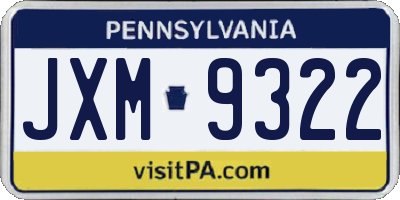 PA license plate JXM9322