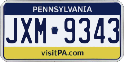 PA license plate JXM9343