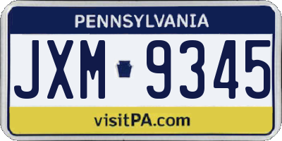PA license plate JXM9345