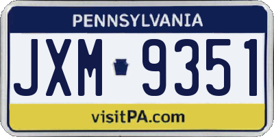 PA license plate JXM9351