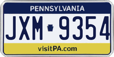 PA license plate JXM9354