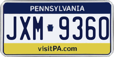 PA license plate JXM9360