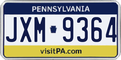 PA license plate JXM9364