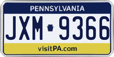 PA license plate JXM9366