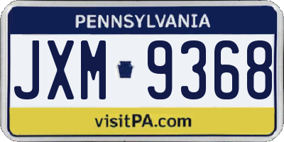 PA license plate JXM9368