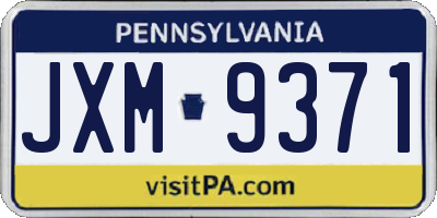 PA license plate JXM9371