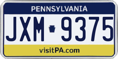 PA license plate JXM9375