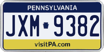 PA license plate JXM9382