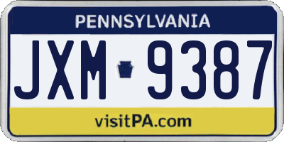 PA license plate JXM9387