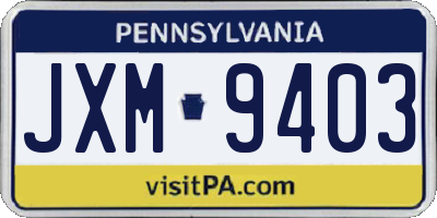 PA license plate JXM9403
