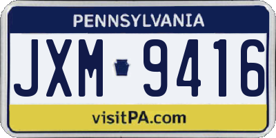 PA license plate JXM9416
