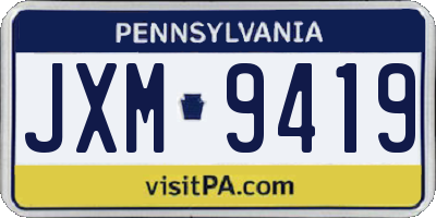 PA license plate JXM9419
