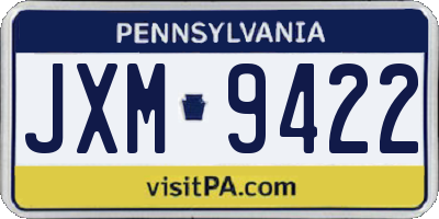 PA license plate JXM9422