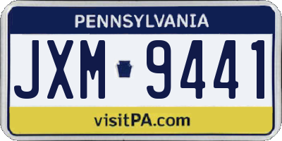 PA license plate JXM9441
