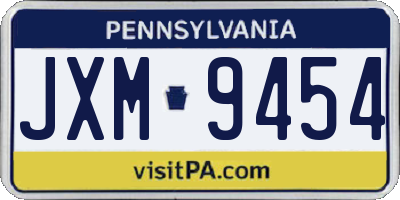 PA license plate JXM9454