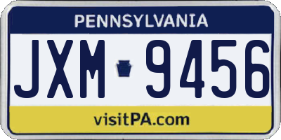 PA license plate JXM9456