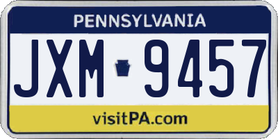 PA license plate JXM9457